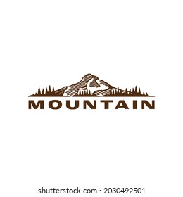 hand drawn mountain pine forest logo
