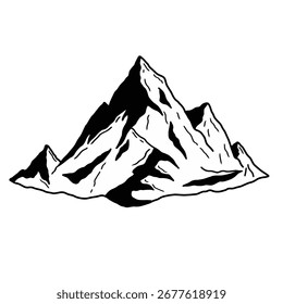 Cordillera dibujada a mano en Ilustración vectorial de estilo de esbozo negro