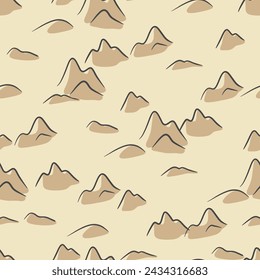 Hand drawn mountain seamless pattern. Landscape pattern. Vector illustration