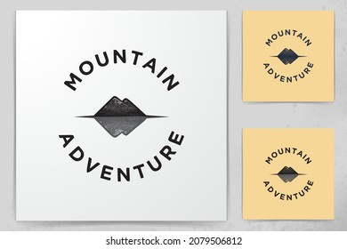 hand drawn mountain shadow, adventure logo Designs Inspiration Isolated on White Background