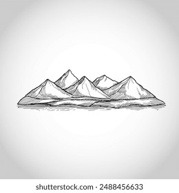 Hand drawn mountain sketch design background vector