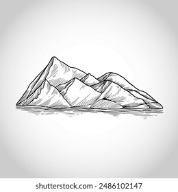 Hand drawn mountain sketch isolated design background vector