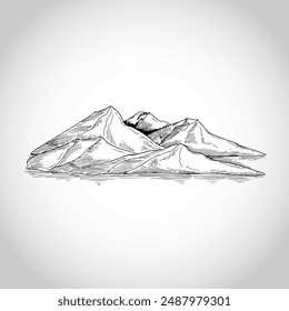 Dibujado a mano boceto de montaña aislado diseño de fondo Vector