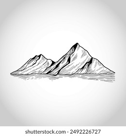 Hand drawn mountain sketch isolated design background vector