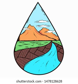 Hand drawn mountain vector illustration EPS 10.