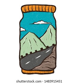 Hand drawn mountain vector illustration . mountain illustration.