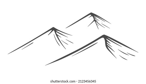 Hand drawn mountains isolated on a white background. Vector illustration