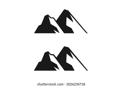 Hand Drawn Mountains Isolated. Vector Illustration Ski Resort Logo. Drawing Camping Element Winter Landscape