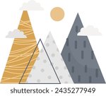 Hand Drawn Mountains Landscape Vector Illustration