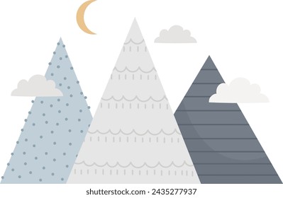 Hand Drawn Mountains Landscape Vector Illustration