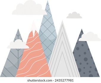 Hand Drawn Mountains Landscape Vector Illustration