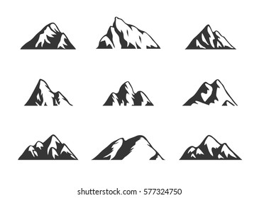 Set Mountain Silhouette Elements Outdoor Icon Stock Vector (Royalty ...