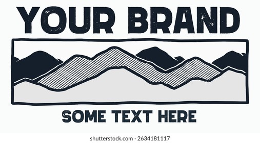 Hand drawn Mountains Logo Vector Illustration Design for Outdoor Brand, T-shirt, and Nature Wild Adventure