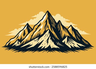 Hand drawn mountains silhouettes for high mountain icon, vector illustration design