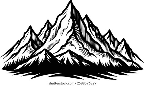 Hand drawn mountains silhouettes for high mountain icon, vector illustration design
