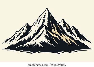 Hand drawn mountains silhouettes for high mountain icon, vector illustration design