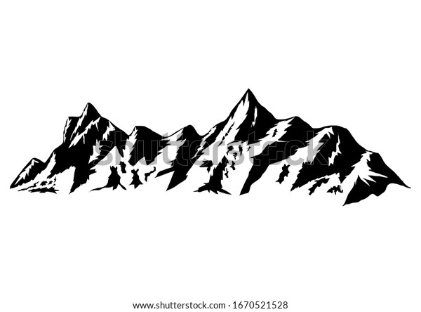 Hand Drawn Mountains Silhouettes High Mountain Stock Vector Royalty Free