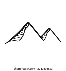 Hand drawn Mountains sketch. Line design vector. White background. Eps 10.