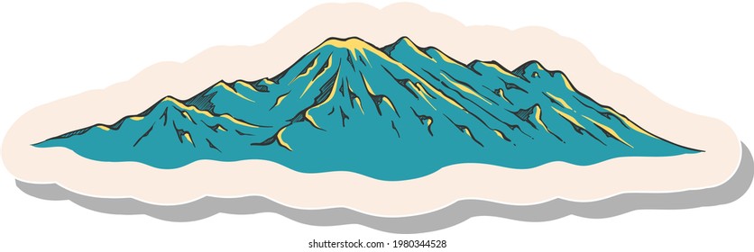 Hand drawn mountains in sticker style vector illustration