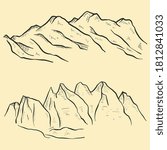 Hand drawn mountains vector illustration. Mountain Sketch vector.