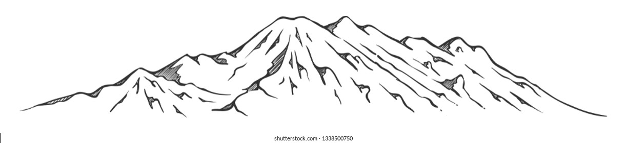 Hand drawn mountains vector illustration