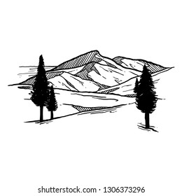hand drawn of mountains vector iluustration 