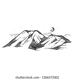 hand drawn of mountains vector iluustration 