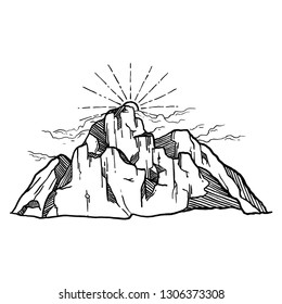 hand drawn of mountains vector iluustration 