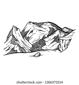 hand drawn of mountains vector iluustration 