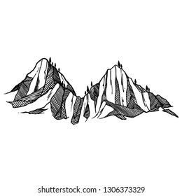 hand drawn of mountains vector iluustration 