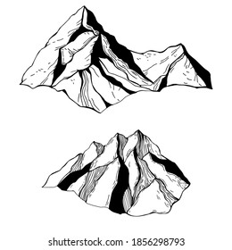 Hand drawn mountains . Vector sketch  illustration.