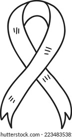 Hand Drawn mourning ribbon illustration isolated on background