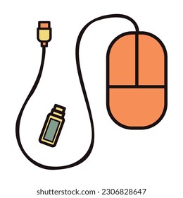 Ratón de mano dibujado en estilo doodle aislado en el fondo