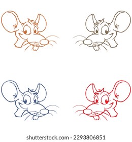 Hand Drawn Mouse Or Rat Head Vector Illustration

