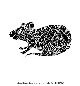 Hand drawn  mouse. Zentangle stylized