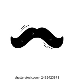 Hand Drawn Moustache Illustration. Doodle Vector. Isolated on White Background - EPS 10 Vector
