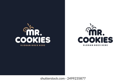 Hand drawn Mr. Cookies text logo design template.