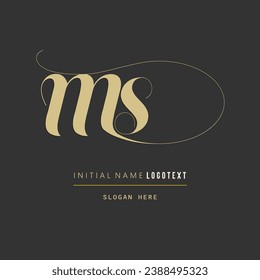 hand drawn ms letters  design. Brushstroke ms Letter Logo Design. luxury initial logo design, Initial Letter ms Logo, Hand Drawn Signature Logo.  eps8