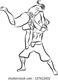 hand drawn muay thai boran