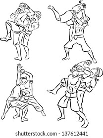 hand drawn muay thai boran