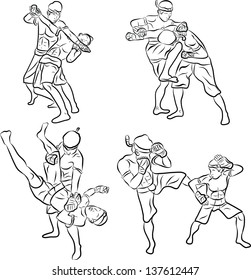 hand drawn muay thai boran