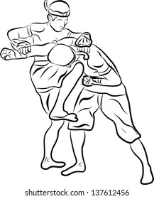 hand drawn muay thai boran