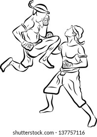 hand drawn muay thai boran