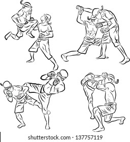 hand drawn muay thai boran