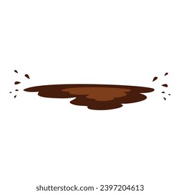 Hand drawn mud puddle illustration. Brown autumn natural liquid on the ground. Dirty water.