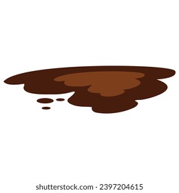 Hand drawn mud puddle illustration. Brown autumn natural liquid on the ground. Dirty water.