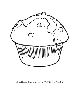 Handgezeichnete Muffin-Ikone. Vektorgrafik.