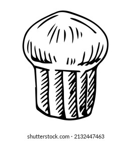 Hand Drawn Muffin Sketch Symbol. Vector Cupcake Element In Trendy Style.