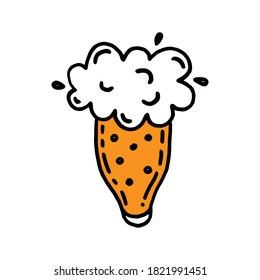 Hand drawn mug of beer in doodle style.