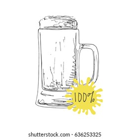 Hand drawn mug of beer isolated on white background. Vector illustration of a sketch style.
